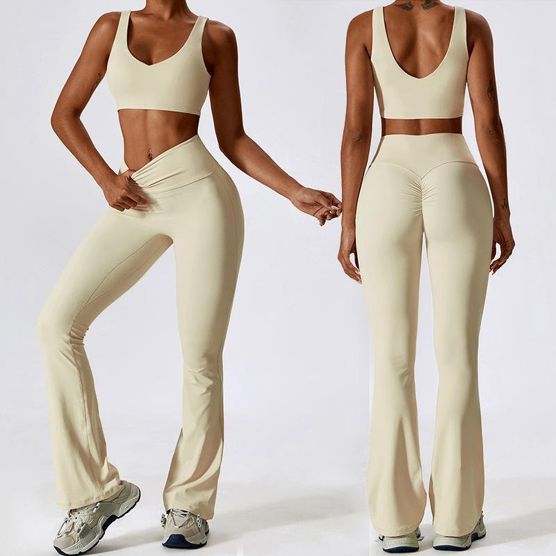 2023 New Wholesale 4Pcs Custom Ribbed Yoga Set Gym Sportswear Workout Clothing Woman Fitness Clothing Active Wear Set