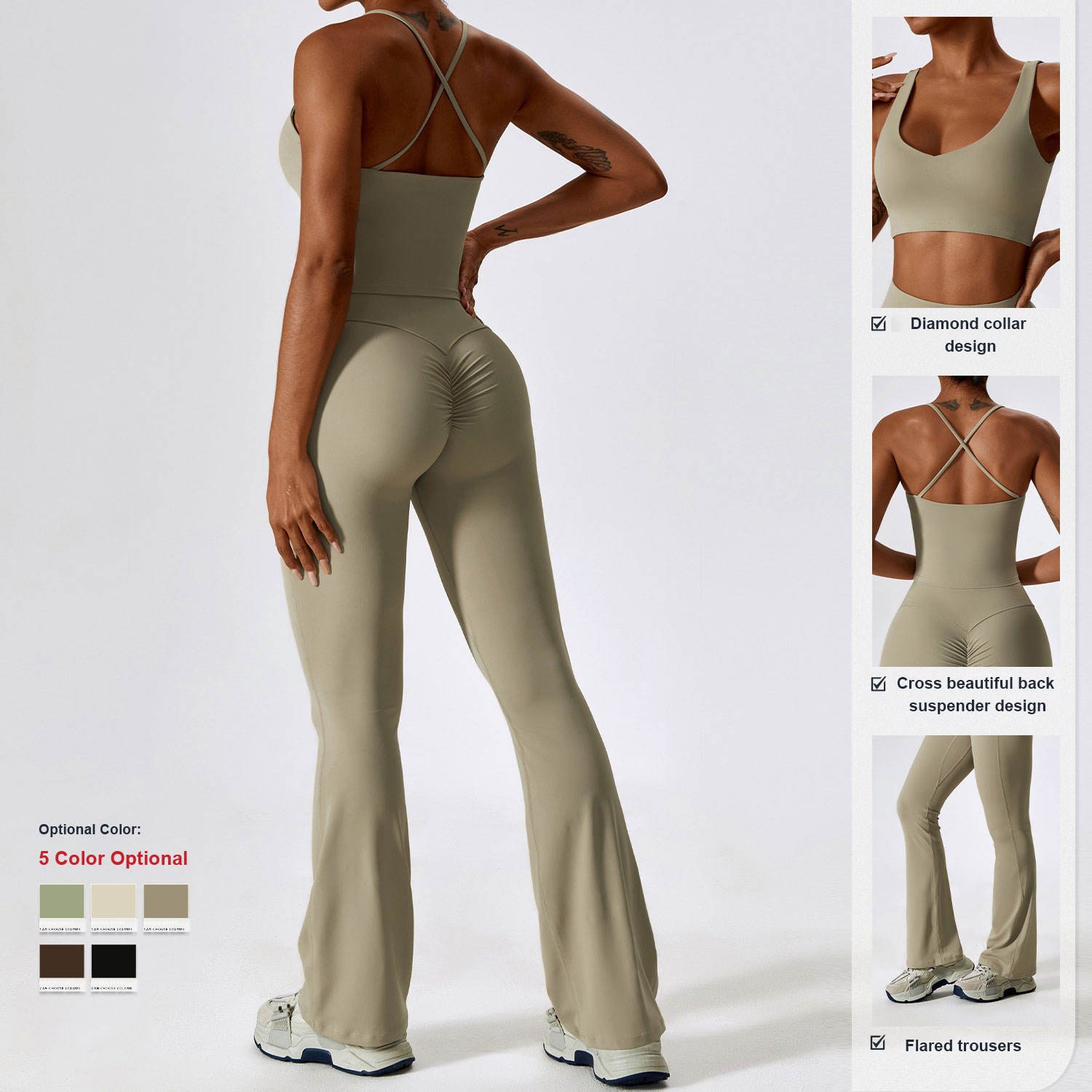 2023 New Wholesale 4Pcs Custom Ribbed Yoga Set Gym Sportswear Workout Clothing Woman Fitness Clothing Active Wear Set