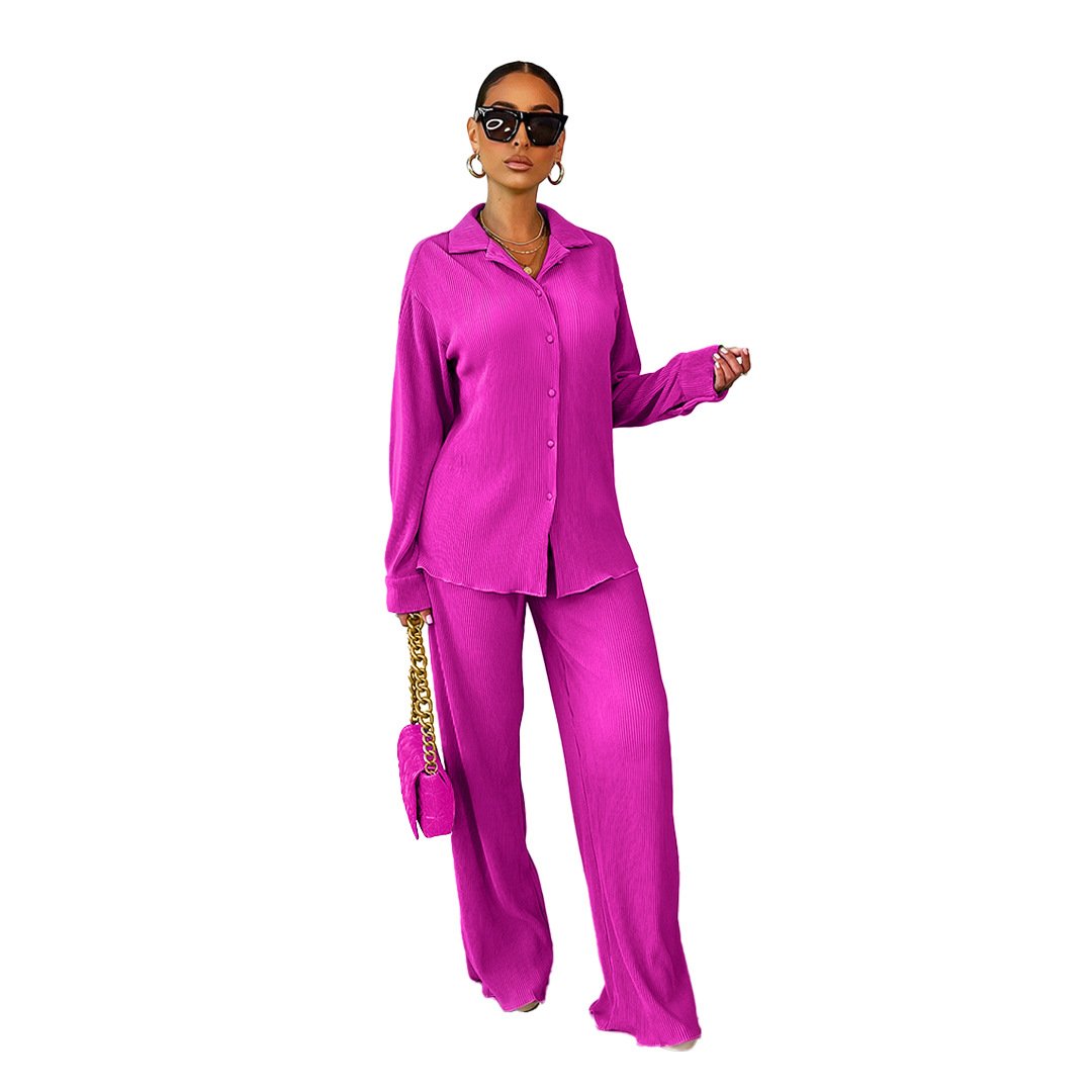 Street Women's Set Long Sleeve Shirt Tops and Wide Leg Pants Elegant Tracksuit Two Piece Set Sweatsuit Fitness Outfits