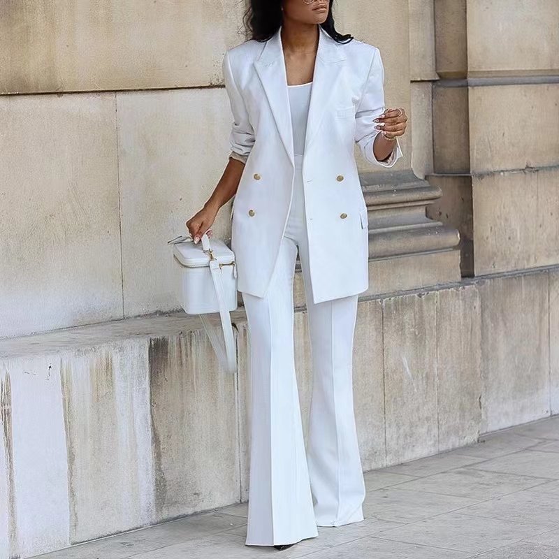 Hot Selling Fashion Office Ladies Women Long Sleeve Solid Color Suit Summer Outfits Blazer And Pants Set For Women Formal Suit