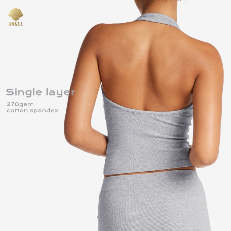 Luluxixiyaya Basic Tank Top Halter Single Layer 270gsm Cotton Jersey Over Ankle Length Straight Leg Skirt 2 Piece Set Women