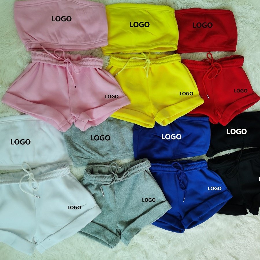 Summer brands logo women shorts Set 2 Piece casual Crop Tops And jogger Pants Tracksuit Two Piece set women joggers sweatsuits