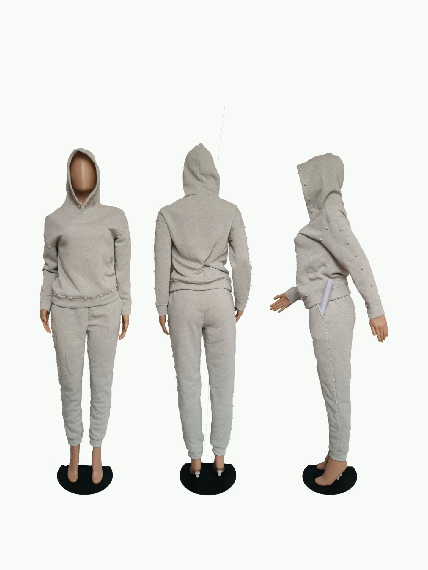 Hot Sell Fall/Winter Gym Tracksuits 2 Piece Custom 3d Embroidery Logo Plus Size Outfits Sports Jogger Plain Hoodie Women'S Sets