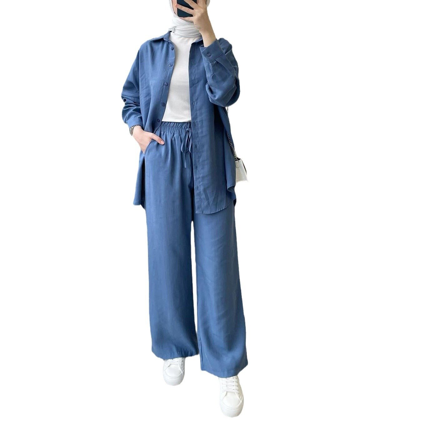 Boutique Wholesale 2024 Autumn European and American New Fashion Long sleeved Shirts Long Pants Casual Women's Set