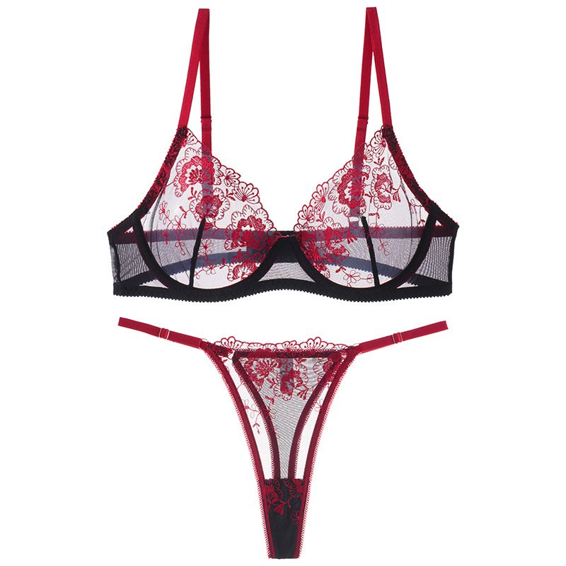 Women sexy lingerie set without pad see through bra set for ladies