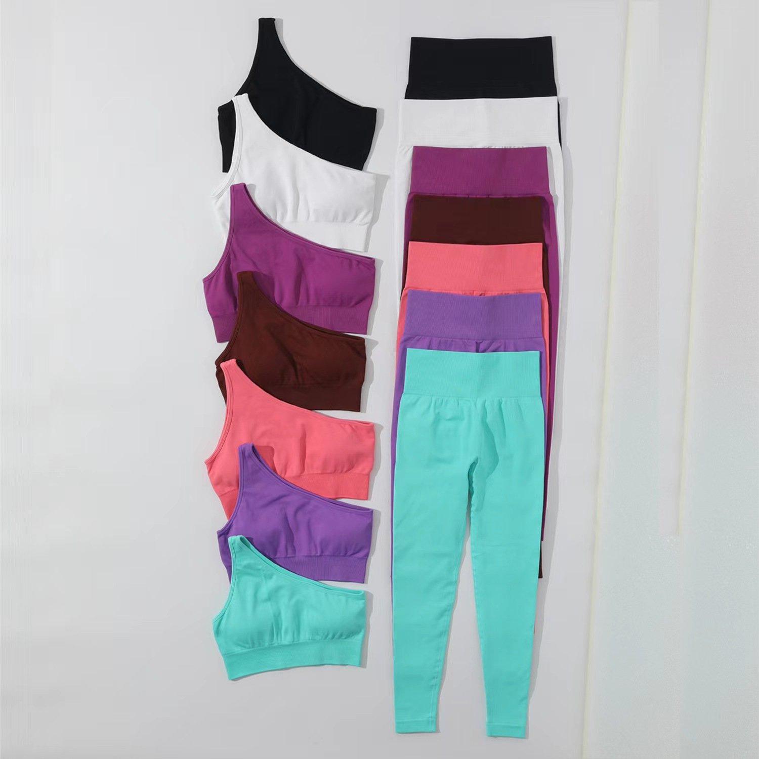 5 Piece High Quality Women Gym Active Fitness Wear Seamless Long Sleeve Scrunch Booty Shorts Yoga Set