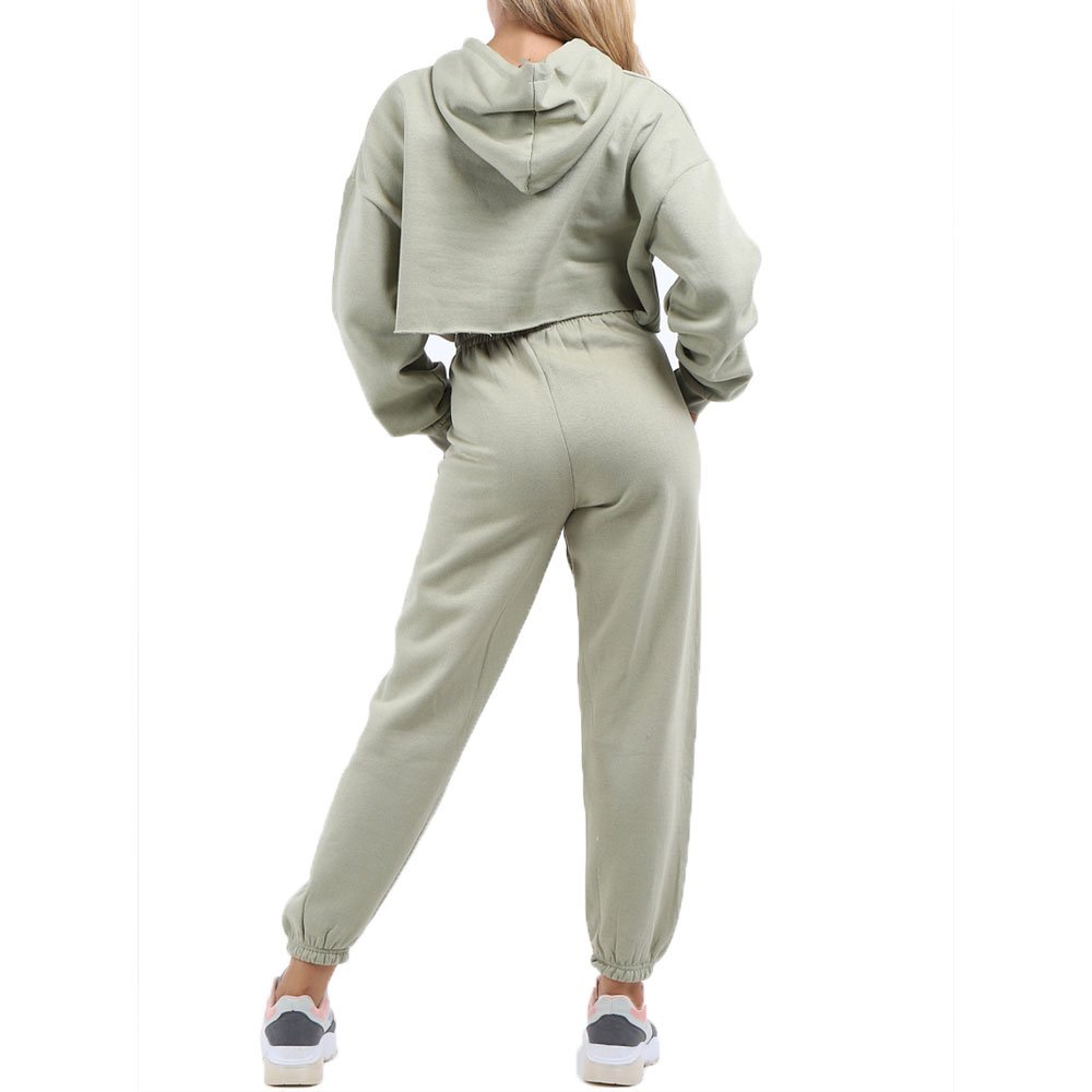 Monogrammed Crop Top Long Pants a Matching Streetwear Outfit for Women Winter Hoodie Jogger Sport Long Sleeve Sets Clothing