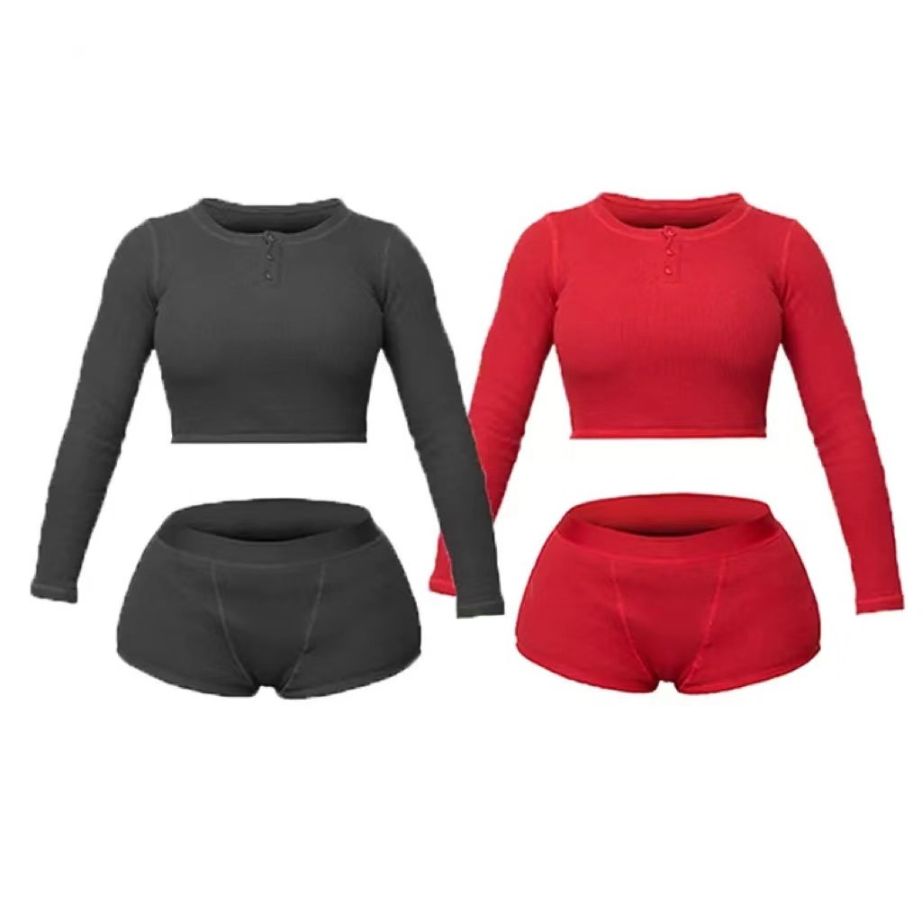 private label custom european women's bulk wholesale female clothing vendor Eshow lounge wear long sleeve tshirt shorts set