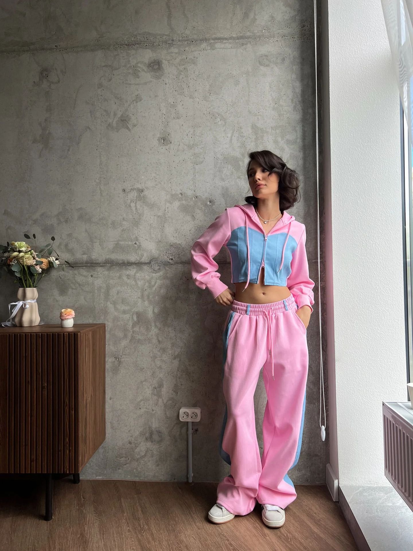 Hot Sale Women Fitness Clothing High Waisted Pants Set Drawstrings For Zip Up Hoodies Long Sleeve Sweatshirt Women Set