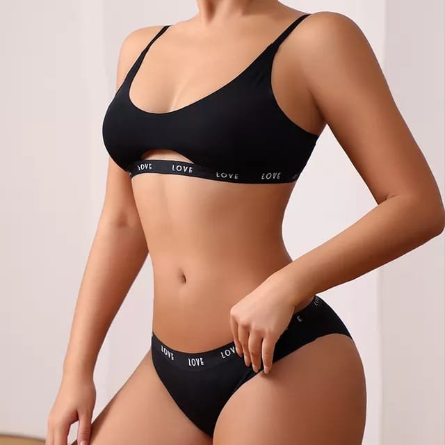 OEM Custom Logo Letter Printing Sports Cotton Fitness Thong Underwear Women Sexy Panties and Push up Bra Set Swimwear Beachwear
