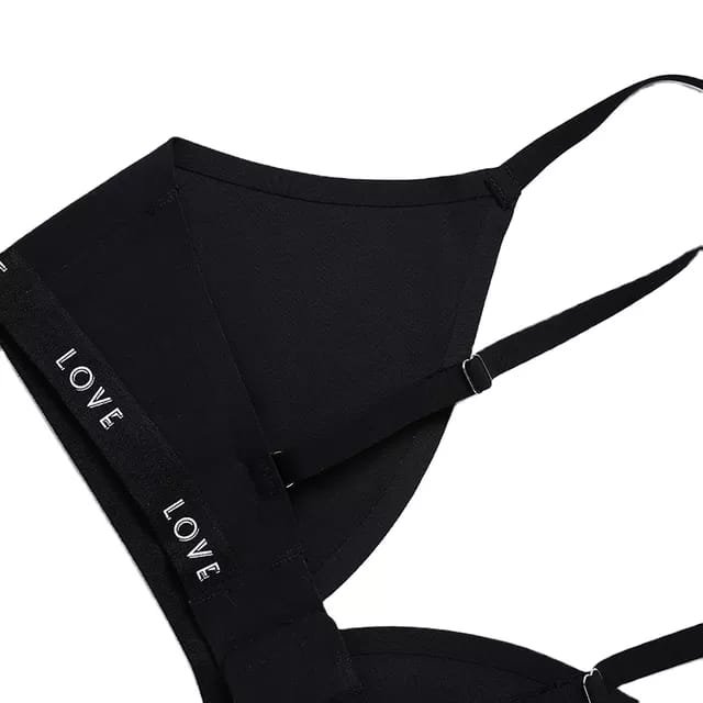 OEM Custom Logo Letter Printing Sports Cotton Fitness Thong Underwear Women Sexy Panties and Push up Bra Set Swimwear Beachwear