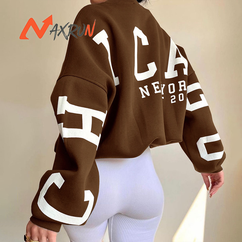 New Fashion crew neck drop shoulder hoodie oversized pullover casual sweatshirt y2k women Hoodies