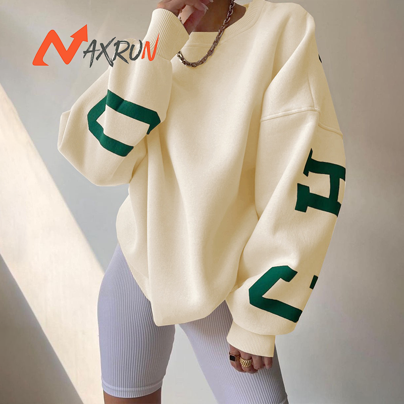 New Fashion crew neck drop shoulder hoodie oversized pullover casual sweatshirt y2k women Hoodies