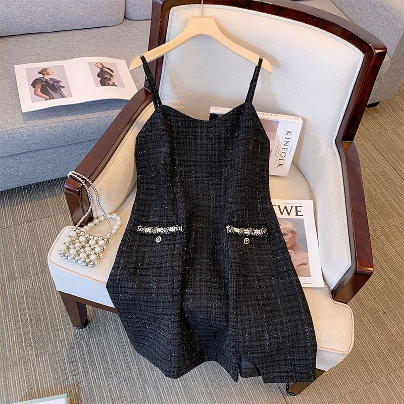 Wholesale Women's Set Autumn Women's Short Cardigan Top Hanging Dress Two Piece Set Plus Size Women's Wear Canvas 100% Polyester