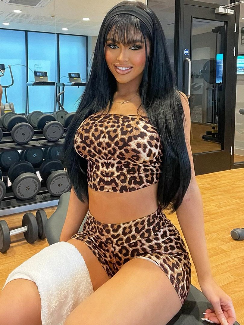 JY summer 2024 women two piece shorts set leopard print corset top leisure suit 2 pieces sexy tracksuit for women