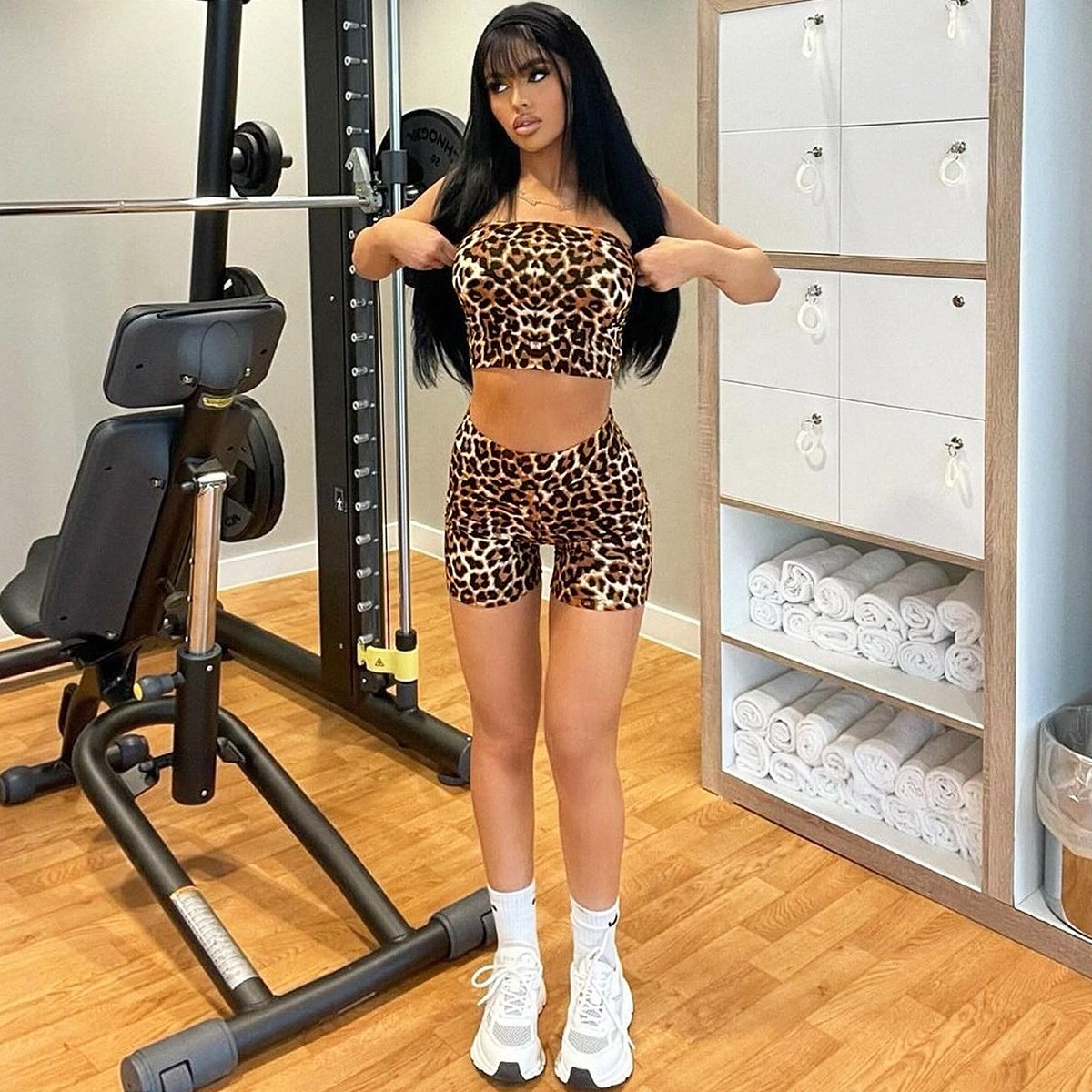 JY summer 2024 women two piece shorts set leopard print corset top leisure suit 2 pieces sexy tracksuit for women