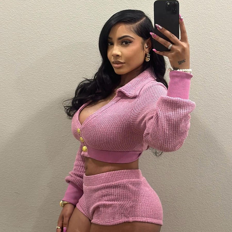 Custom women crop tracksuits knit outfits bodysuit 2 piece set women knitted outfits long sleeve stretch sweater women's sets