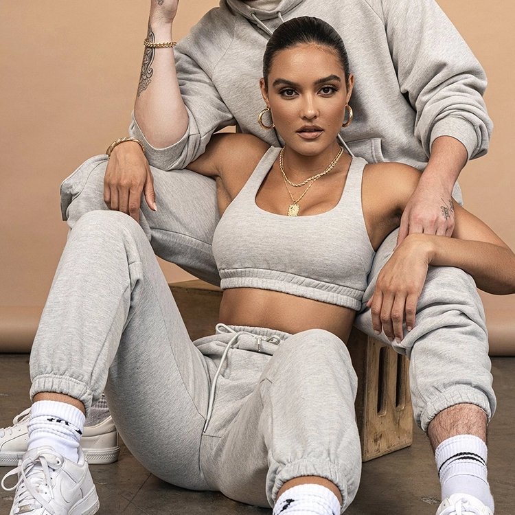 2020 fall/winter women's fashion casual solid color trousers track pants suit with pockets
