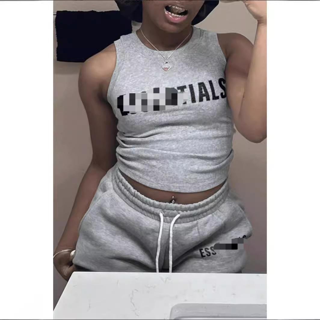 C2024 Summer hot selling fashionable letter printed shorts sports and leisure set