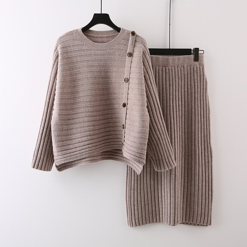 Boutique Wholesale 2024 Autumn New Style Fashionable Design Long Sleeved Sweater Jacket Half Skirt Casual Women's Set