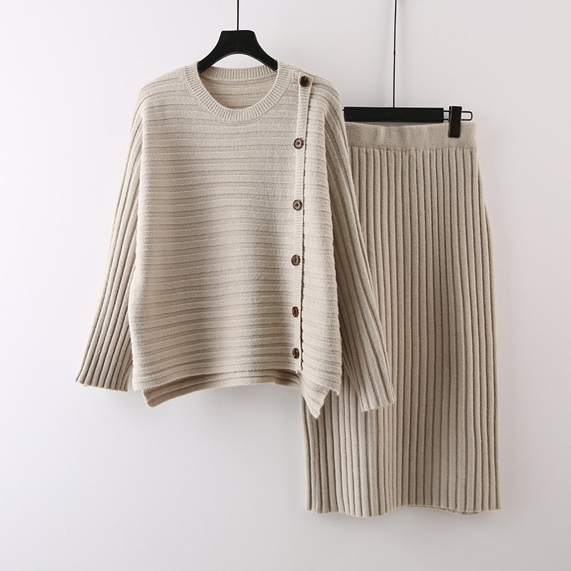 Boutique Wholesale 2024 Autumn New Style Fashionable Design Long Sleeved Sweater Jacket Half Skirt Casual Women's Set