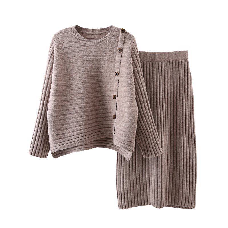 Boutique Wholesale 2024 Autumn New Style Fashionable Design Long Sleeved Sweater Jacket Half Skirt Casual Women's Set