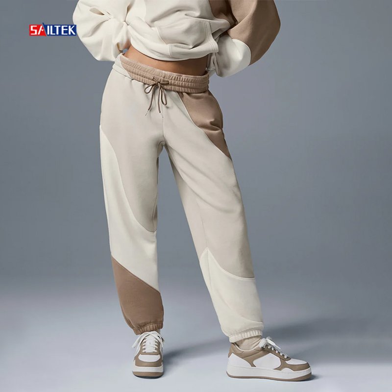 Custom Logo Women's Set Two Piece Hoodies and Sweat Pants Set Casual Spring Style Jogger Jumper Comfy Color Block Hoodie Set