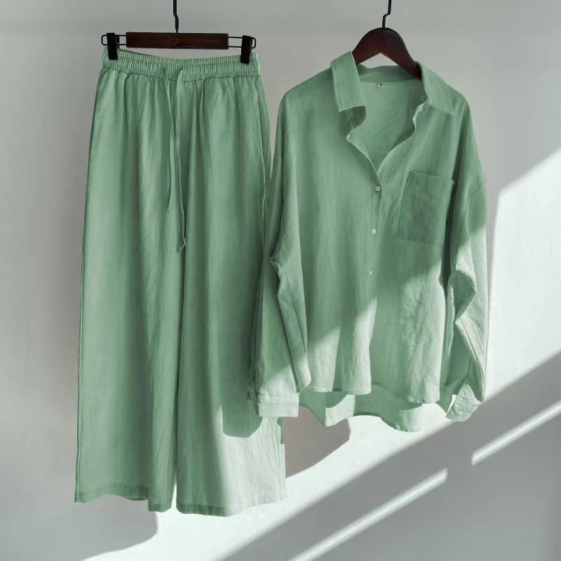 17 color options Holiday Lounge Wear Cotton 2 Piece Set Casual Women Tops Shirts And Pants Soft Street Wear Women's Set