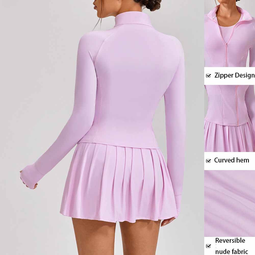 XW-YW514+KW309 Trending Mujer Zipper Design Curved Hem Sportswear Recyclable Gym Wear Fitness Workout Yoga Outfit Women Sets