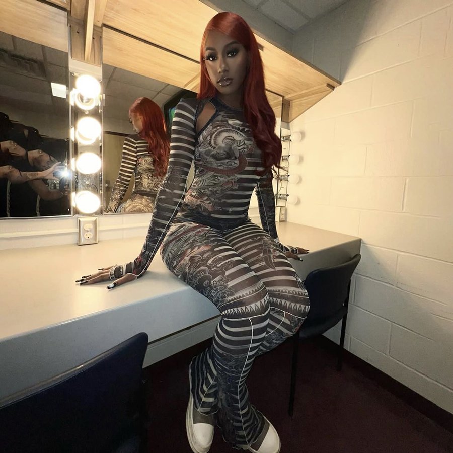 Kliou K23S37801 Fall new 2 piece set women printed long sleeve bodysuit+leggings pants mesh printed women's sets