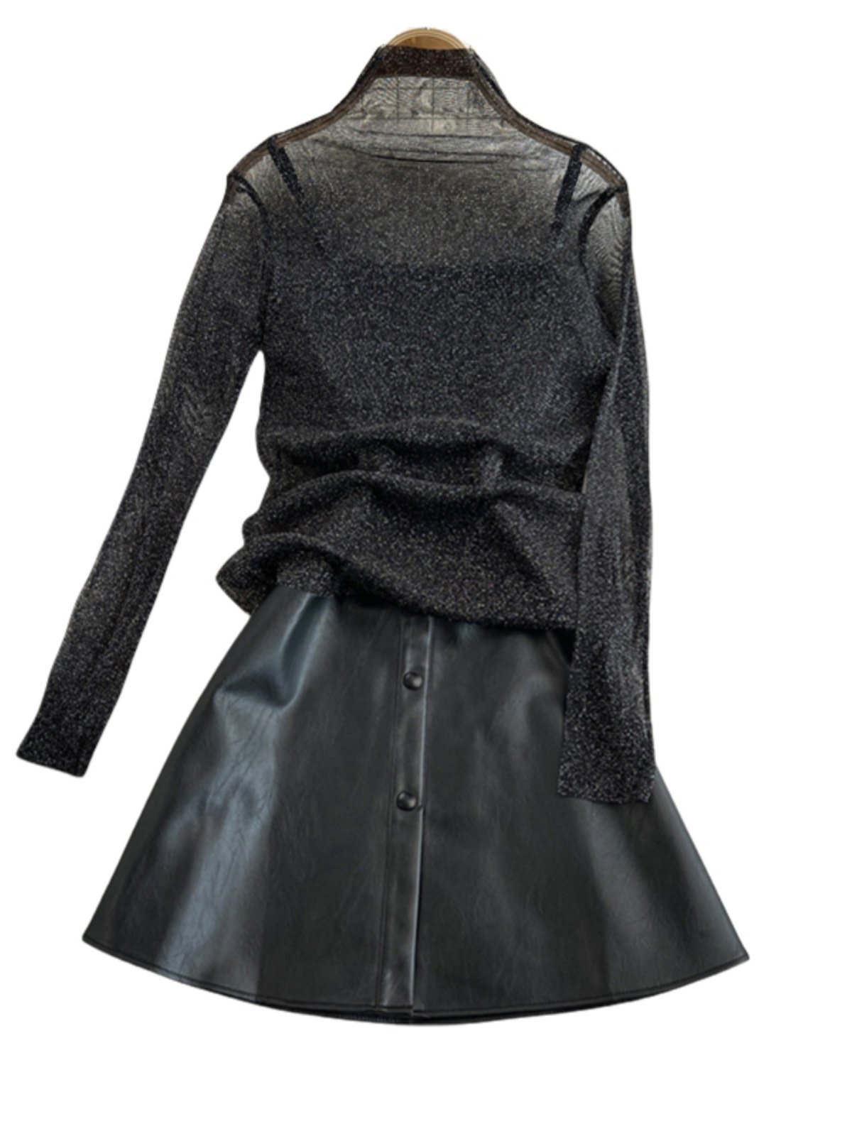 Boutique Wholesale 2024 Autumn New Fashion High Collar Lace Shirt Temperament Strap Dress Women's Set
