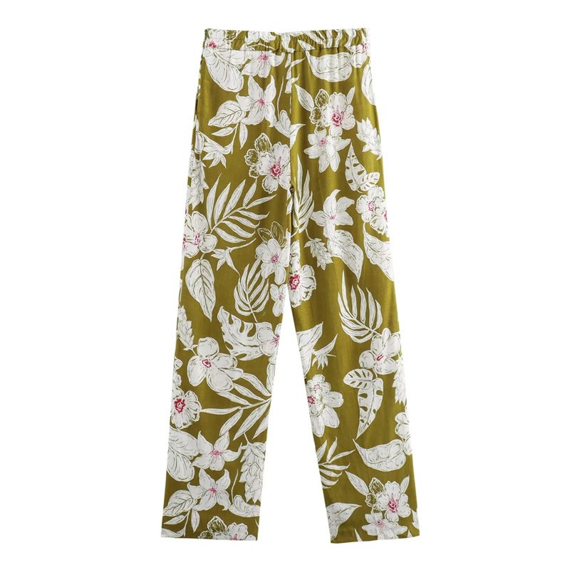 TAOP&ZA women's clothing July 2024 new early autumn niche contrast color high waist slim print trousers 8092711 8093711