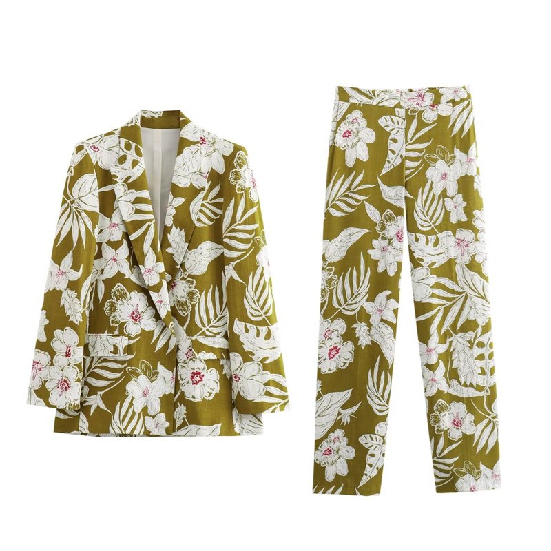 TAOP&ZA women's clothing July 2024 new early autumn niche contrast color high waist slim print trousers 8092711 8093711