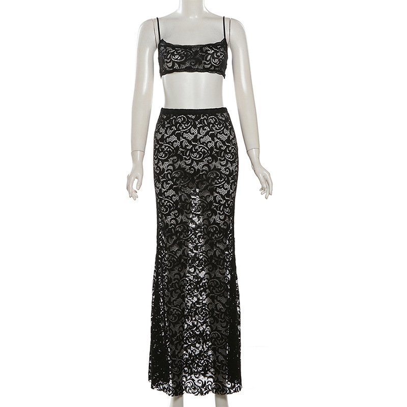 FS14465D sexy lace crop tops skirts women's sets