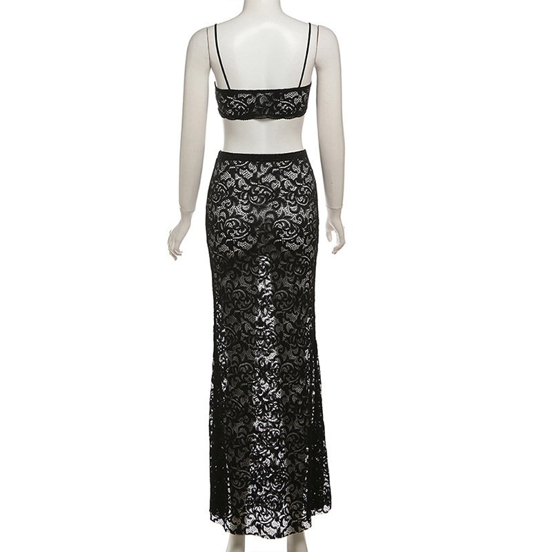 FS14465D sexy lace crop tops skirts women's sets
