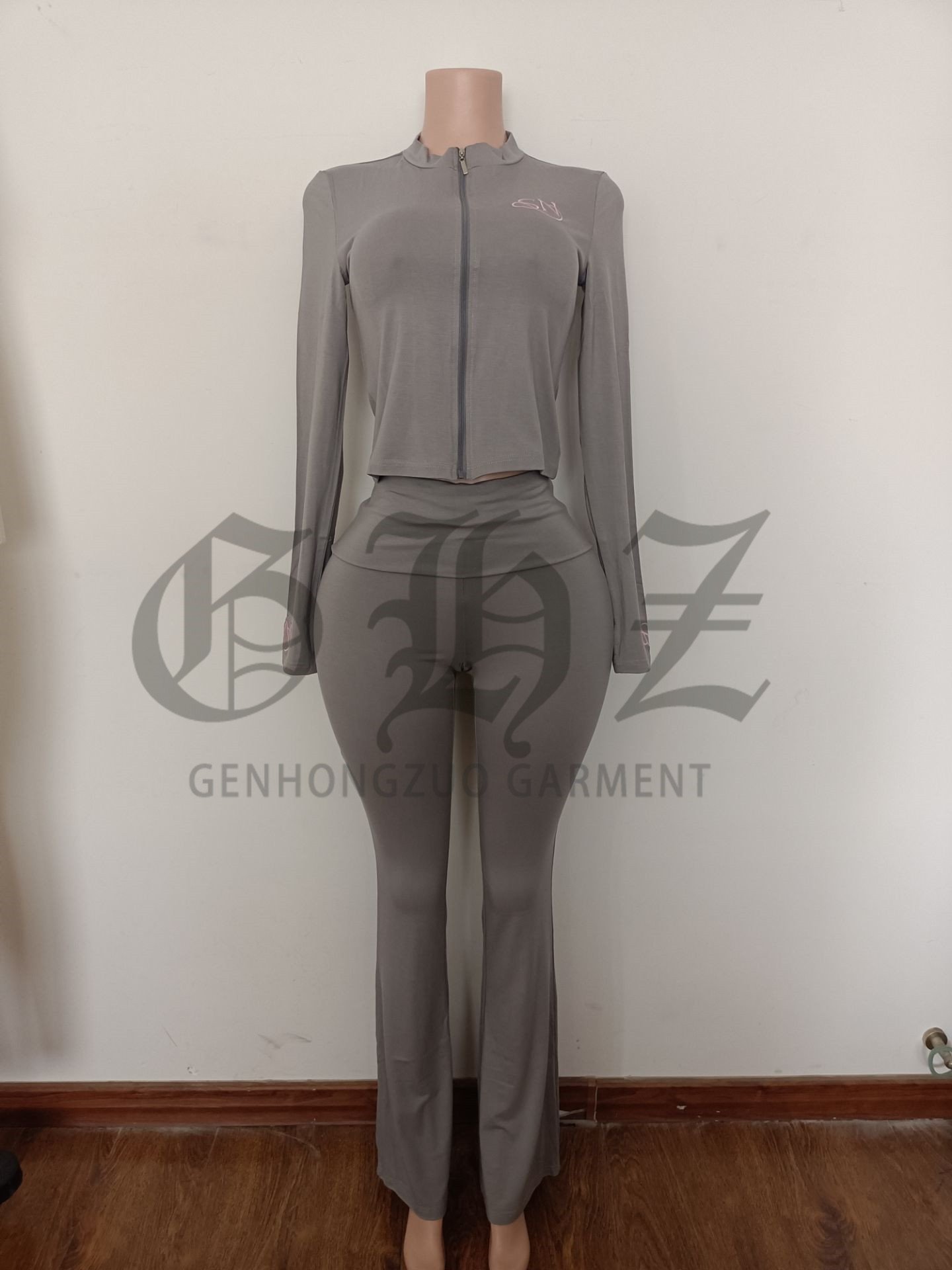 Women's Clothing Custom Logo Jacket Flared leggings Zipper Hoodie Yoga Sets Two Piece Outfits Skinny Jogging Suits Tracksuit Set