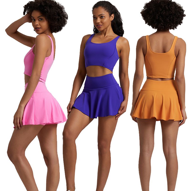 2023 High Quality OEM Custom Gym Fitness Yoga Sets Two Piece Sports Fitness Yoga Active Skirt Set