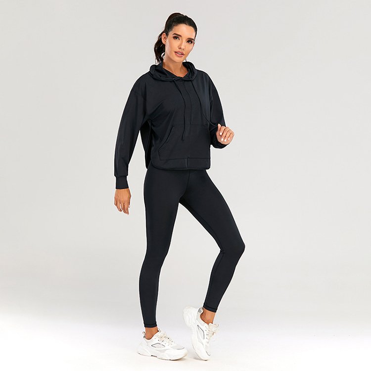 Spring Autumn Winter Classic Solid Color Women Sports Set Bra Leggings Hoodie 3Pieces High Elastic Sports Set