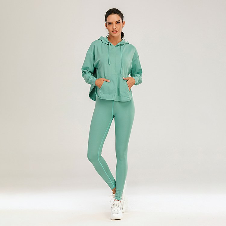 Spring Autumn Winter Classic Solid Color Women Sports Set Bra Leggings Hoodie 3Pieces High Elastic Sports Set