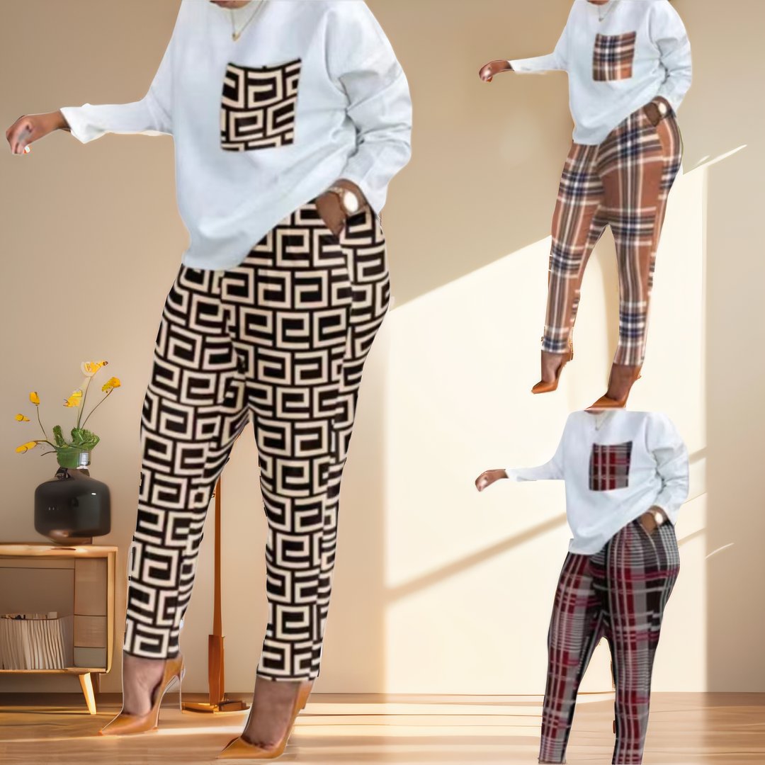 Spring Fall Ladies New Sports Jogger Printing Long Sleeve Loose T Shirt Trousers Women's Casual Two Piece Pants Sets Clothing