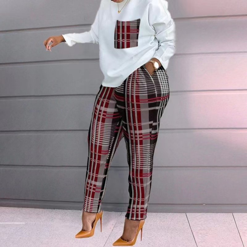 Spring Fall Ladies New Sports Jogger Printing Long Sleeve Loose T Shirt Trousers Women's Casual Two Piece Pants Sets Clothing