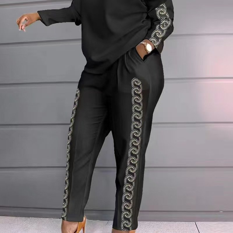 Spring Fall Ladies New Sports Jogger Printing Long Sleeve Loose T Shirt Trousers Women's Casual Two Piece Pants Sets Clothing