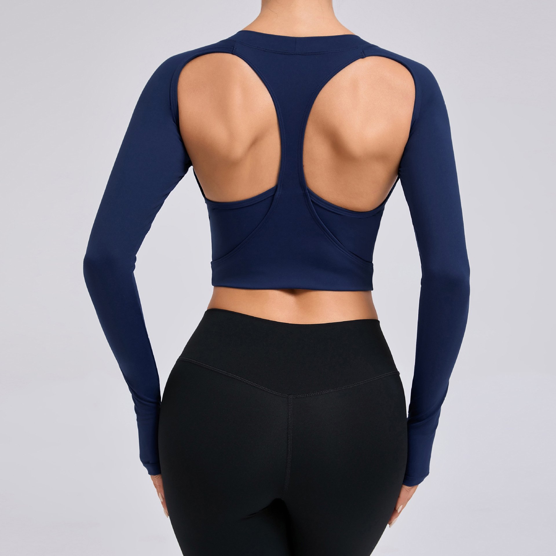 Custom Logo Women's Quick Dry Athletic Gym Fitness Yoga Bra Wholesale Sportswear Sustainable Active Wear Long Sleeve Sports Top