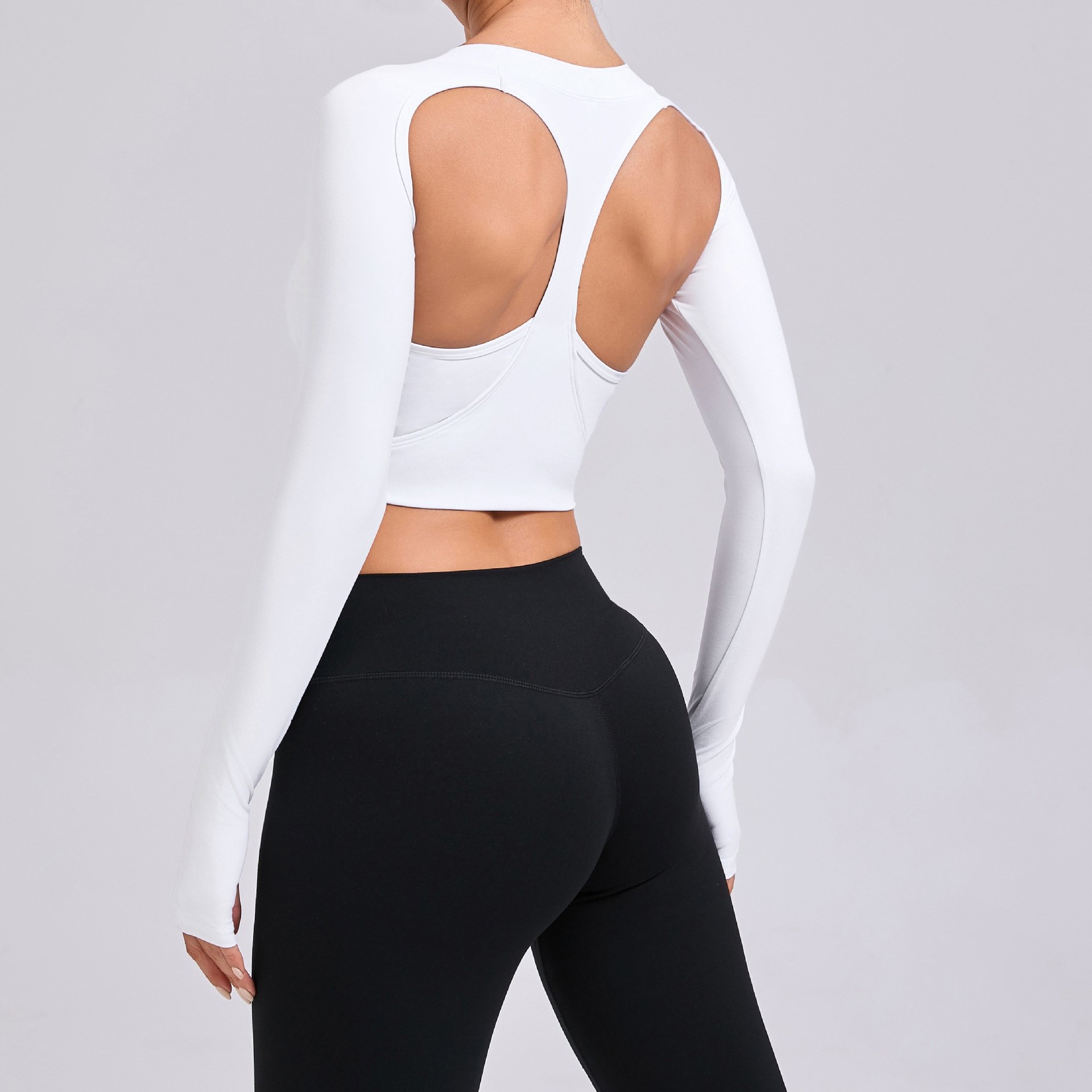Custom Logo Women's Quick Dry Athletic Gym Fitness Yoga Bra Wholesale Sportswear Sustainable Active Wear Long Sleeve Sports Top