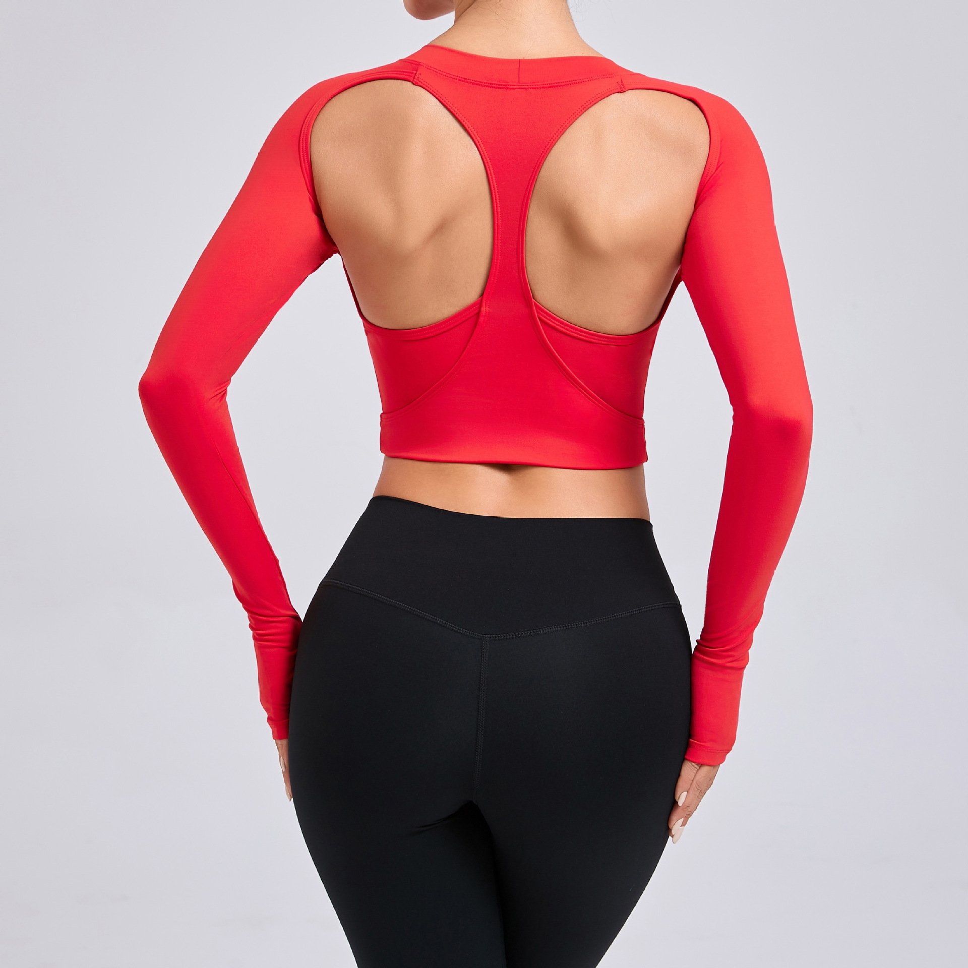 Custom Logo Women's Quick Dry Athletic Gym Fitness Yoga Bra Wholesale Sportswear Sustainable Active Wear Long Sleeve Sports Top