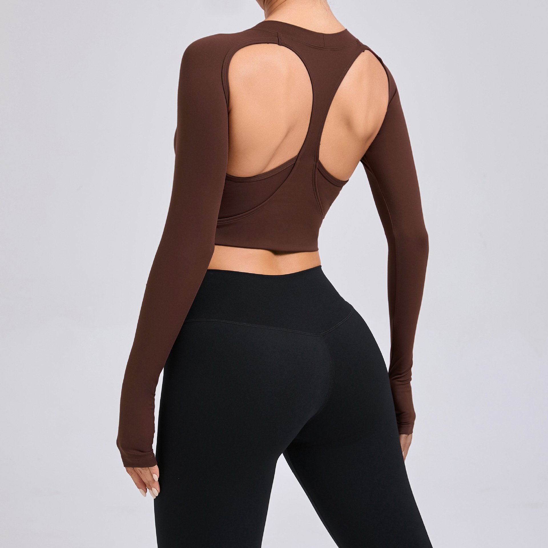 Custom Logo Women's Quick Dry Athletic Gym Fitness Yoga Bra Wholesale Sportswear Sustainable Active Wear Long Sleeve Sports Top