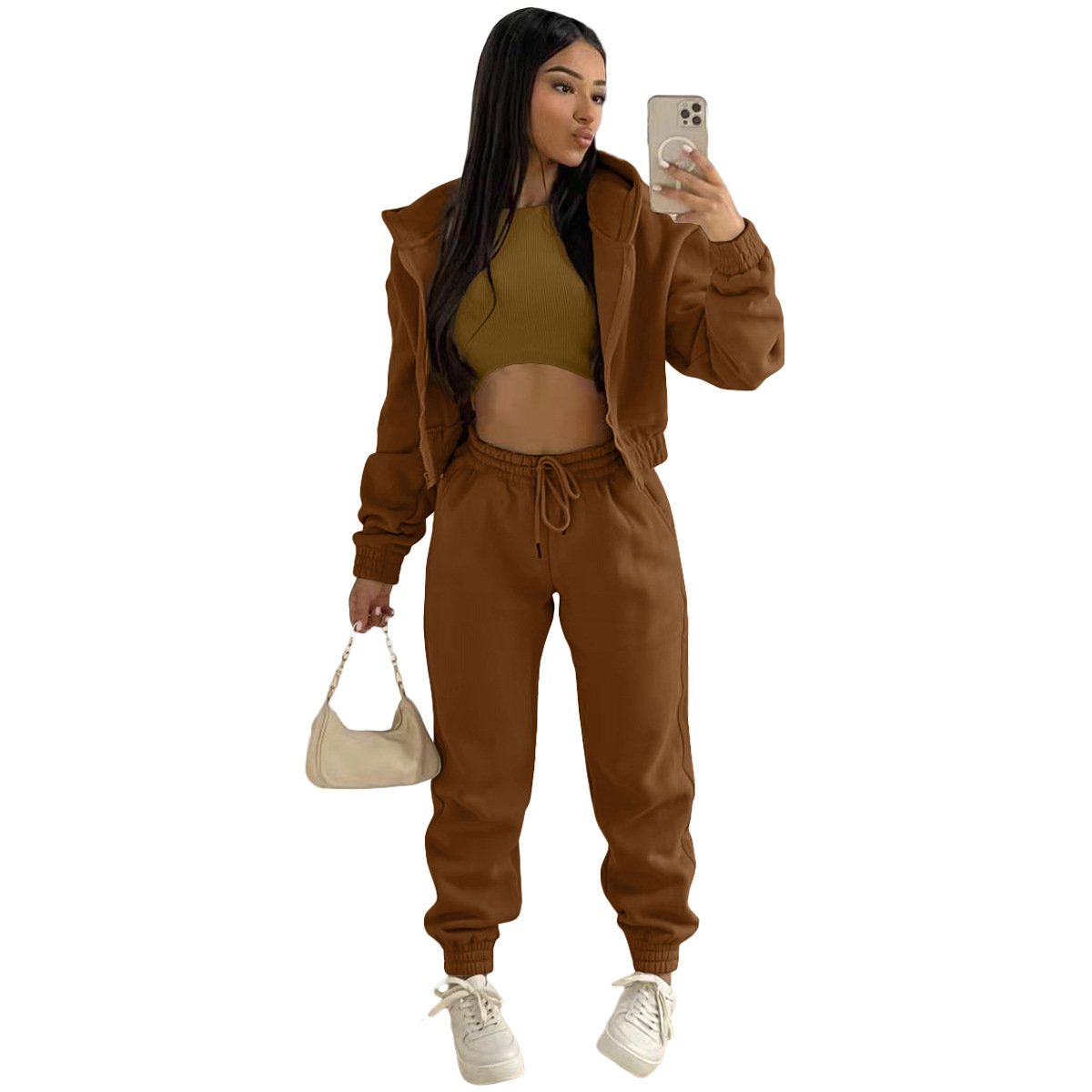 Factory Blank Plain Gym Tracksuits Outfits Sports Custom Plus Size Logo Streetwear 3 Piece Plus Size Gym Plush Women'S Sets