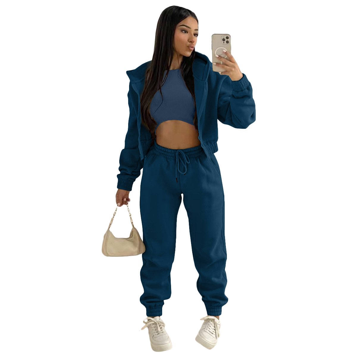 Factory Blank Plain Gym Tracksuits Outfits Sports Custom Plus Size Logo Streetwear 3 Piece Plus Size Gym Plush Women'S Sets