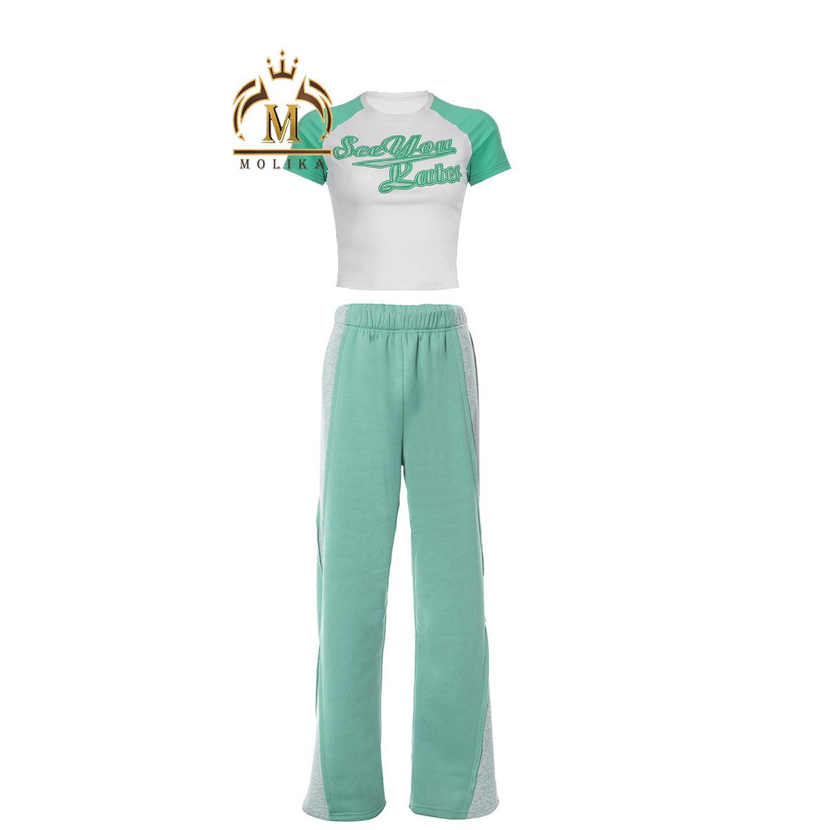 Trendy Women's Designer Letter Print Crop Shirt Top Jogger Pants 2 Piece Set Lady Casual Two Piece Sets Joggers Women's Clothing