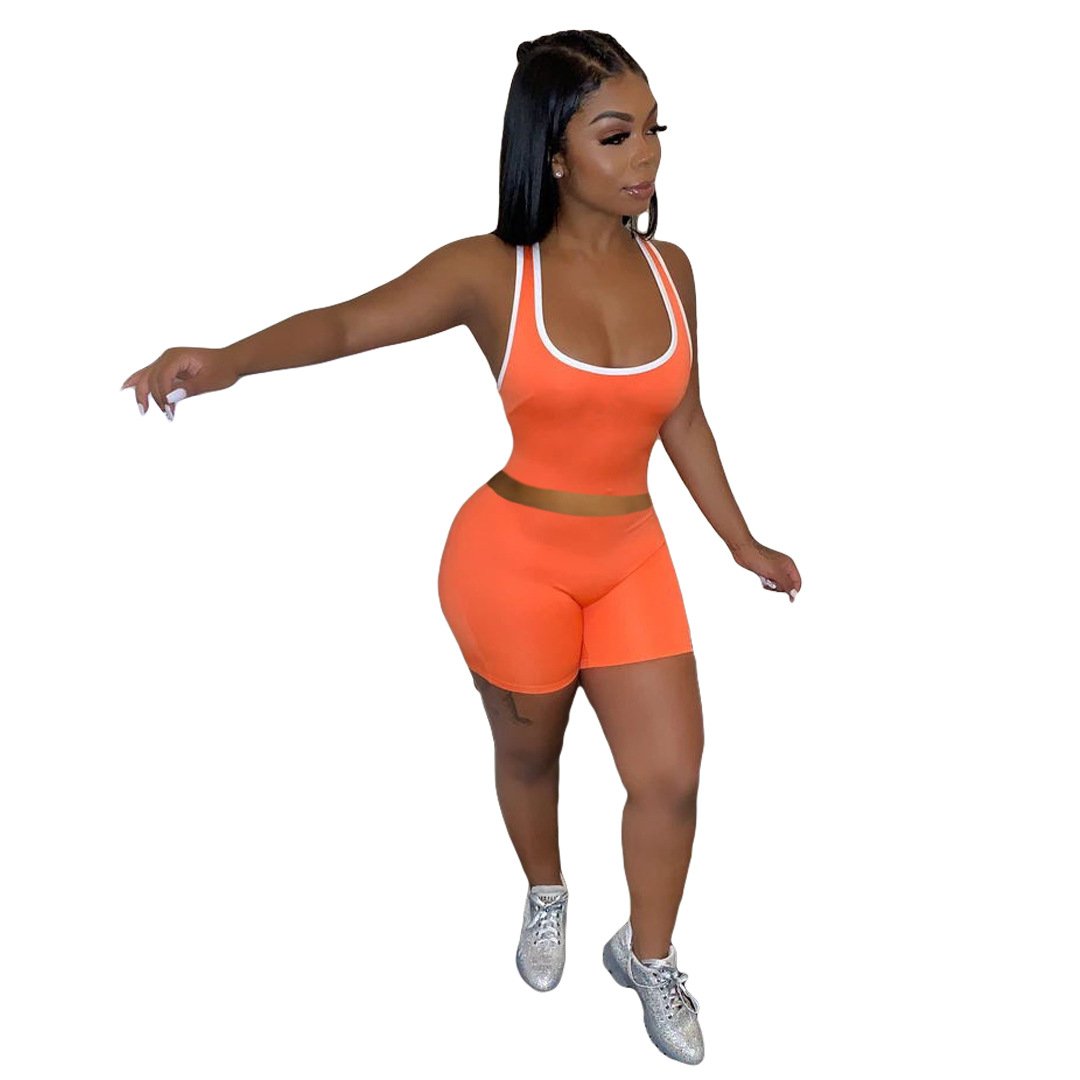 Wholesale Women's Summer Solid Color Fashion Fitted Casual T-shirt And Shorts Sports Sets Jogging Suit Two Piece Short Set Women